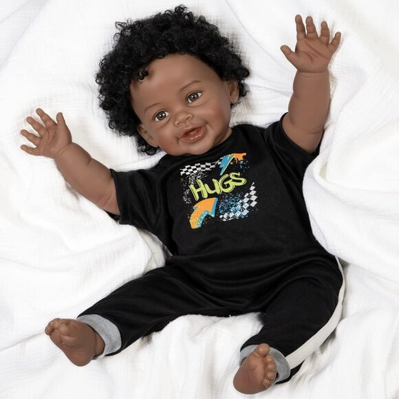 Paradise Galleries Realistic Black Reborn Baby Doll Ping Lau and Art 21" Inch - Picture 3 of 11